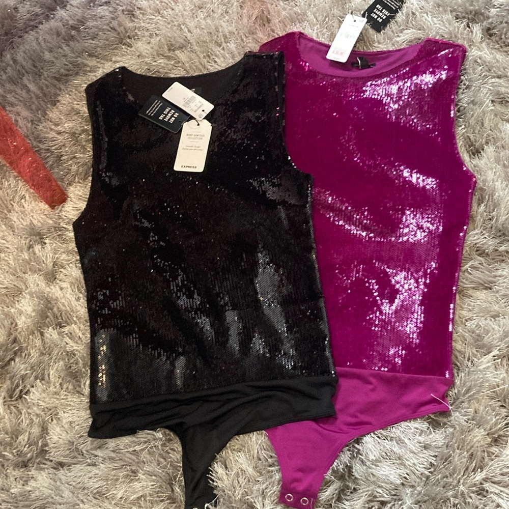 Express Sequin Bodysuits NWT